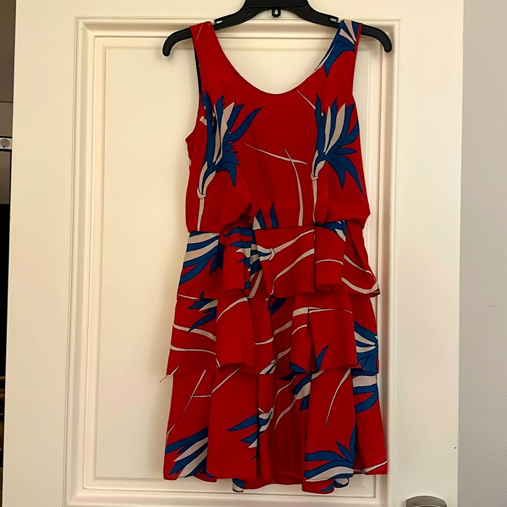 Anthropologie Ribbon Grass Dress Size 2 by Sariah Carson Silk Tiered